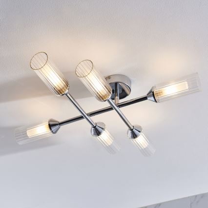 Endon 95045 - Bathroom surface-mounted chandelier NATORI 6xG9/3W/230V IP44 shiny chrome