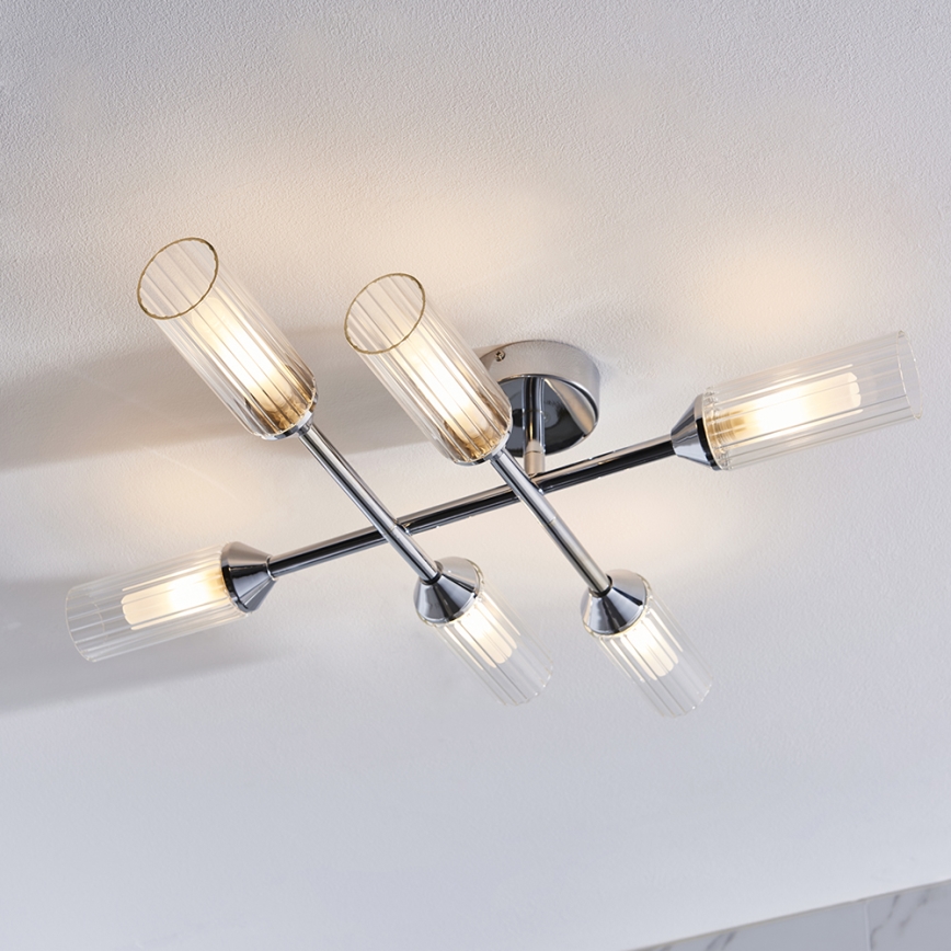 Endon 95045 - Bathroom surface-mounted chandelier NATORI 6xG9/3W/230V IP44 shiny chrome