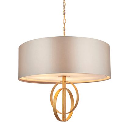 Endon 95211 - Chain-hung chandelier 5×E27/10W/230V, Ø 70 cm, grey/brass