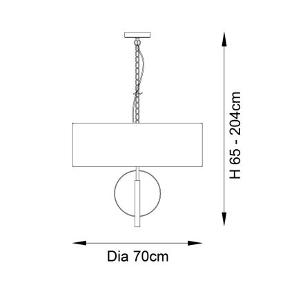 Endon 95211 - Chain-hung chandelier 5×E27/10W/230V, Ø 70 cm, grey/brass