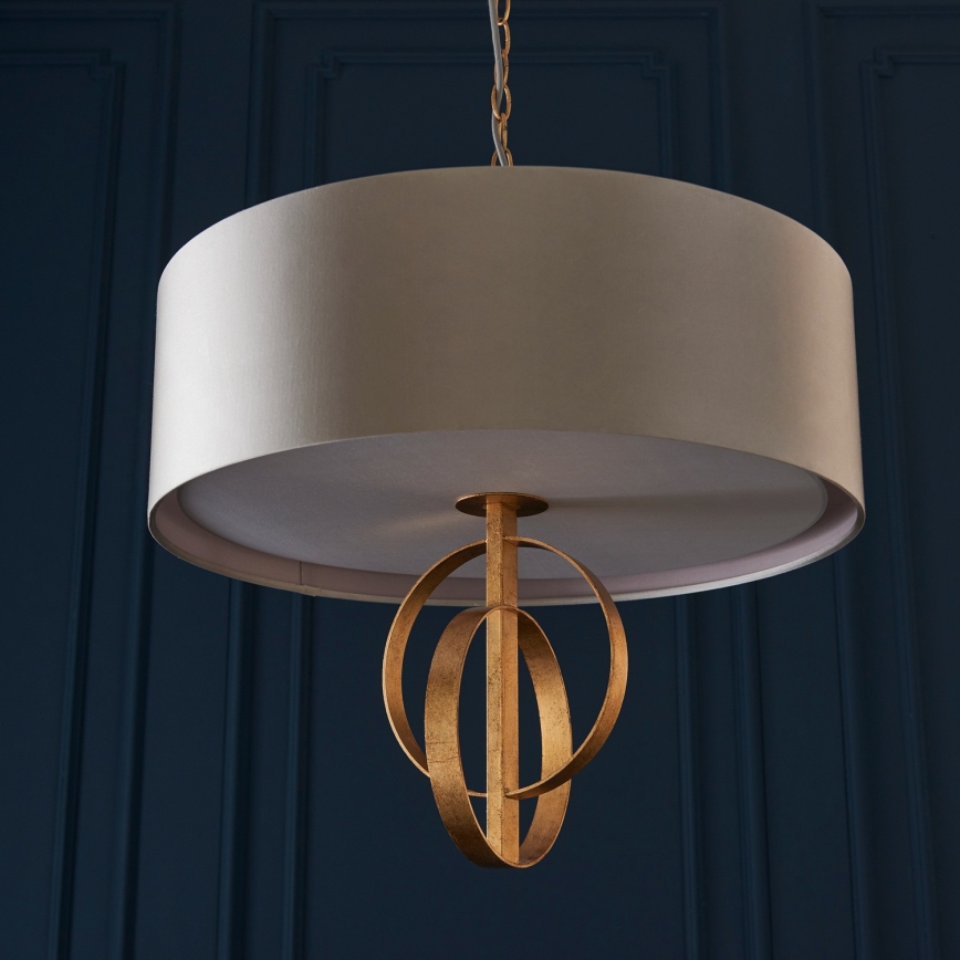 Endon 95212 - 3-Light Chain Chandelier, 3x E27/10W/230V, Ø 60 cm, Grey/Brass