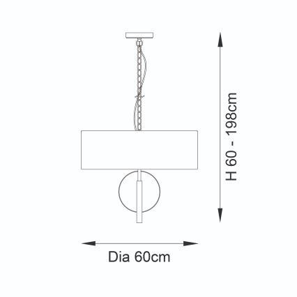 Endon 95212 - 3-Light Chain Chandelier, 3x E27/10W/230V, Ø 60 cm, Grey/Brass