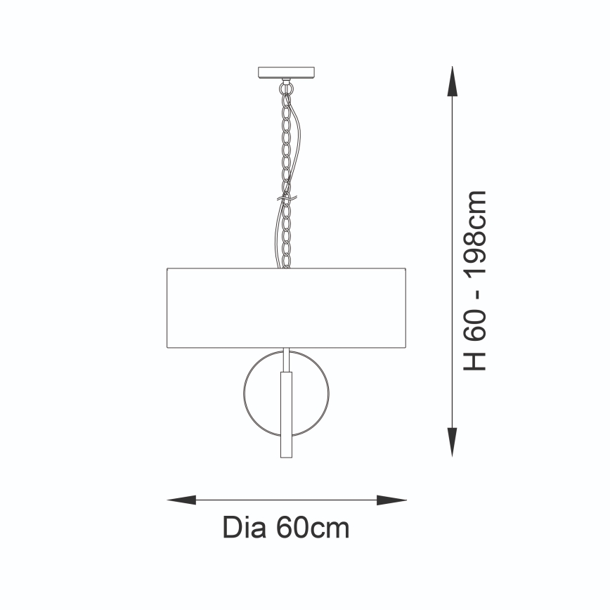 Endon 95212 - 3-Light Chain Chandelier, 3x E27/10W/230V, Ø 60 cm, Grey/Brass