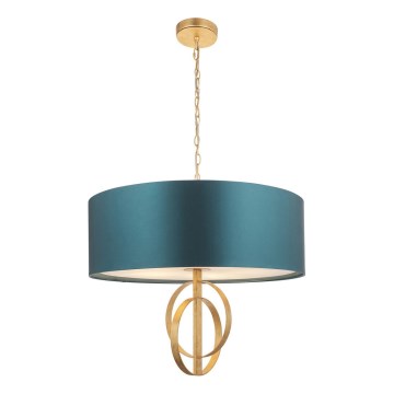 Endon 95219 - Chain-hung chandelier 5xE27/10W/230V Ø 70 cm blue/brass
