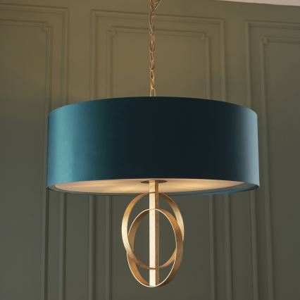 Endon 95219 - Chain-hung chandelier 5xE27/10W/230V Ø 70 cm blue/brass