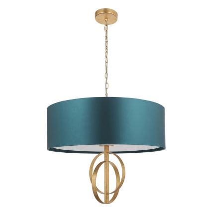 Endon 95219 - Chain-hung chandelier 5xE27/10W/230V Ø 70 cm blue/brass