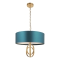 Endon 95220 - Chain-hung chandelier 3x E27/10W/230V Ø 60 cm blue/brass