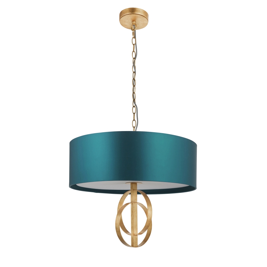 Endon 95220 - Chain-hung chandelier 3x E27/10W/230V Ø 60 cm blue/brass