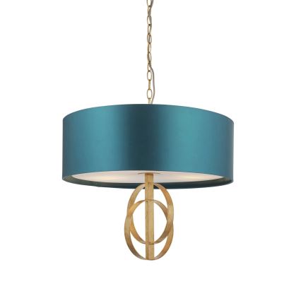 Endon 95220 - Chain-hung chandelier 3x E27/10W/230V Ø 60 cm blue/brass
