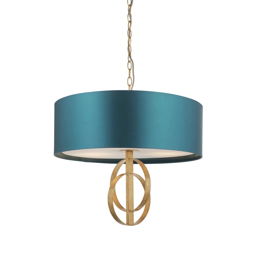 Endon 95220 - Chain-hung chandelier 3x E27/10W/230V Ø 60 cm blue/brass
