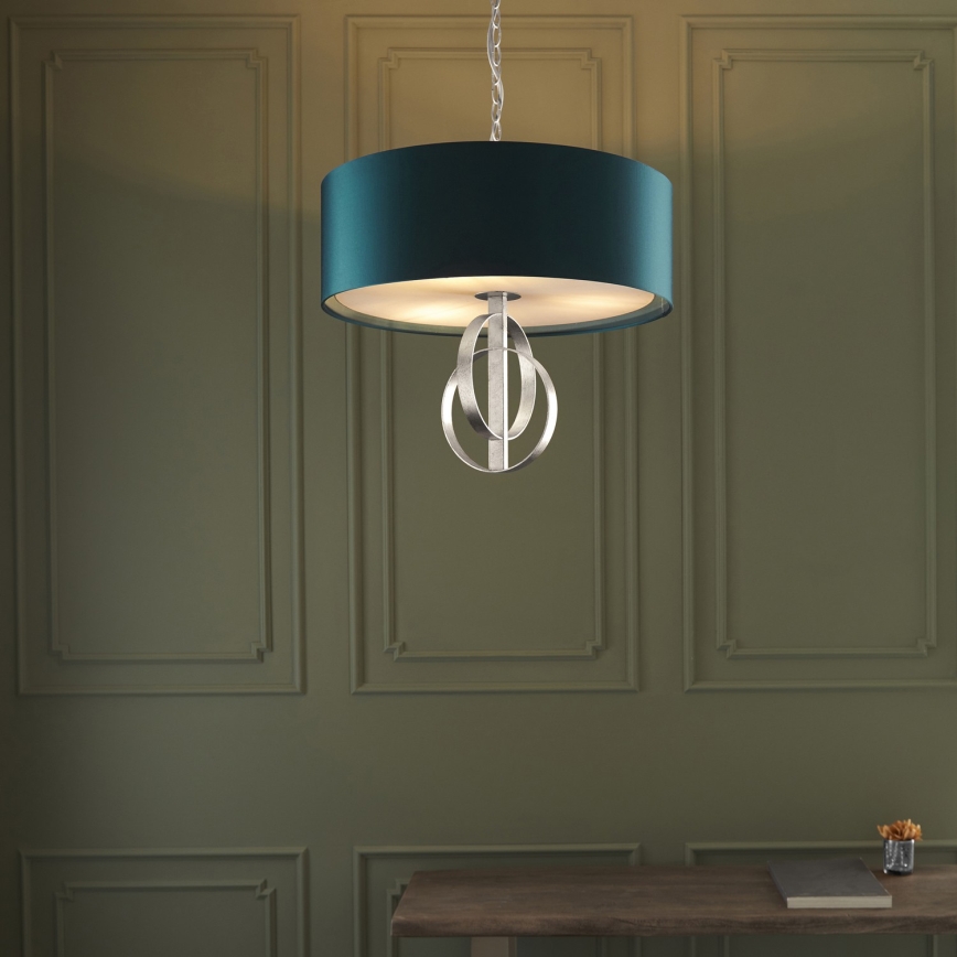 Endon 95224 - Chain-suspended chandelier 3x E27/10W/230V Ø 60 cm Blue/Grey