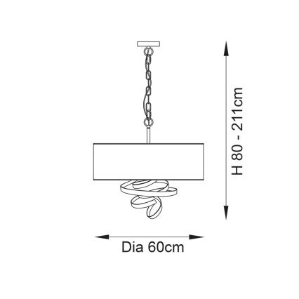 Endon 95268 - Chain-hung chandelier 3xE14/6W/230V Ø 60 cm white/brass