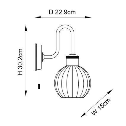 Endon 95507 - Bathroom wall light KENDALL 1xE27/10W/230V IP44 brass