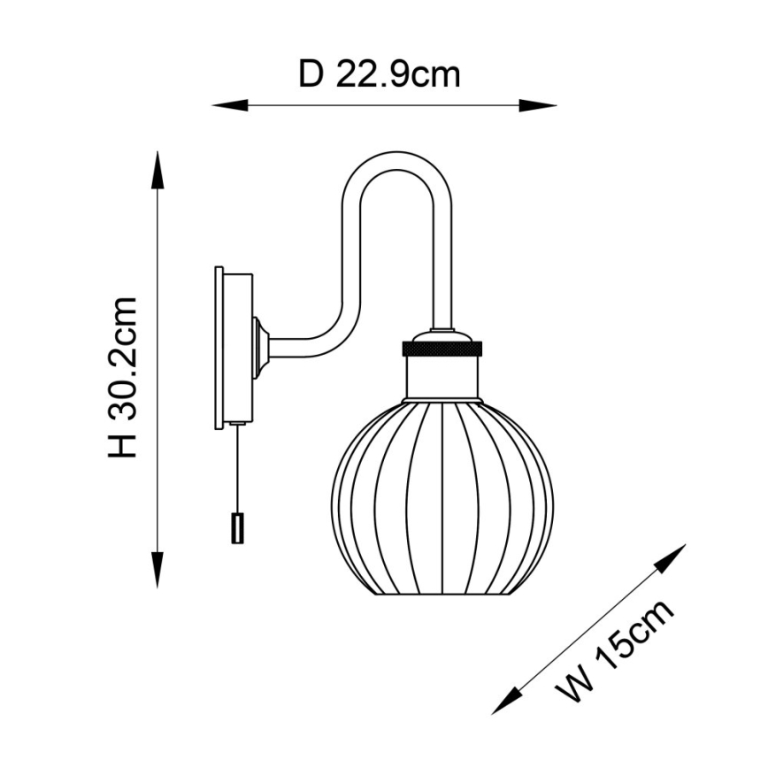 Endon 95507 - Bathroom wall light KENDALL 1xE27/10W/230V IP44 brass