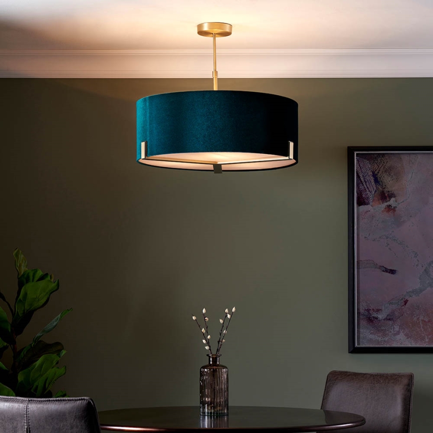 Endon 95839 - Chandelier on a pole HAYFIELD 3xE27/40W/230V brass/green