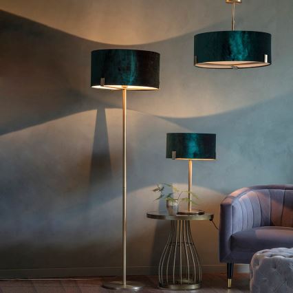 Endon 95839 - Chandelier on a pole HAYFIELD 3xE27/40W/230V brass/green