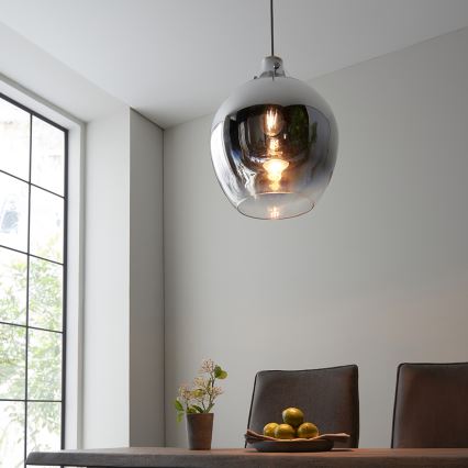 Endon 96442 - Chandelier on a string PANTHER 1xE27/10W/230V shiny chrome/smoky