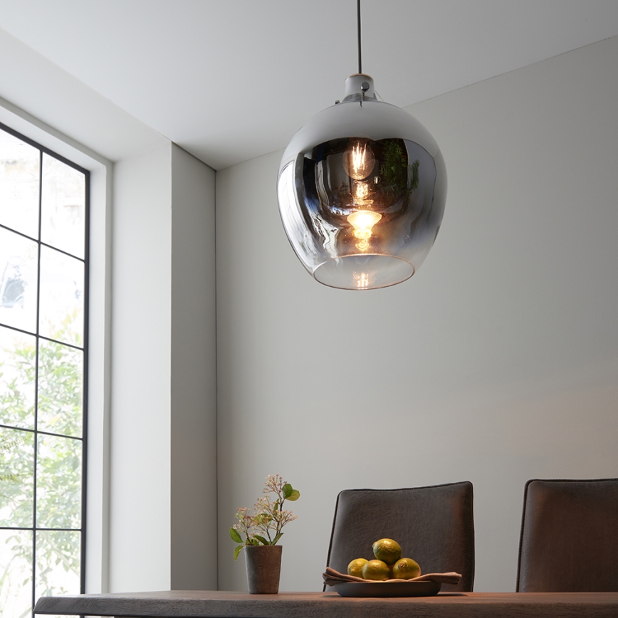 Endon 96442 - Chandelier on a string PANTHER 1xE27/10W/230V shiny chrome/smoky