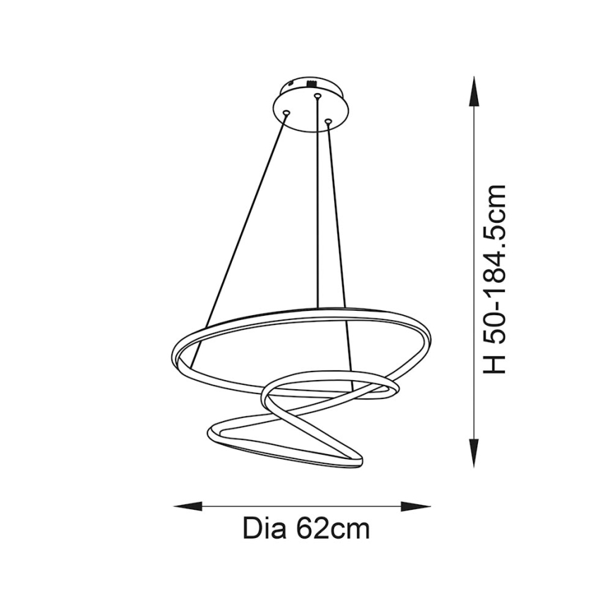 Endon 97632 - DUNE Cable-Suspended LED Pendant LED/47.5W/230V 3000K Black