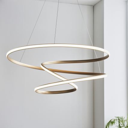 Endon 97639 - TWIRL Dimmable LED cable pendant LED/88W/230V 3000K Gold