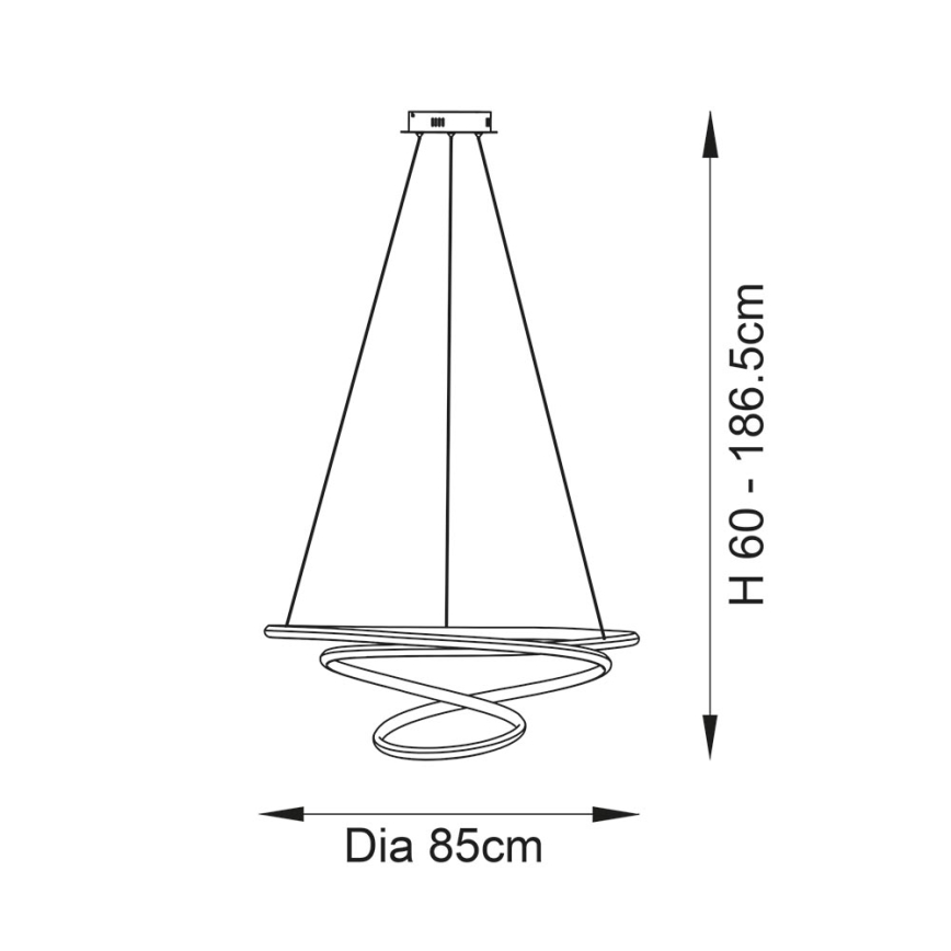 Endon 97639 - TWIRL Dimmable LED cable pendant LED/88W/230V 3000K Gold