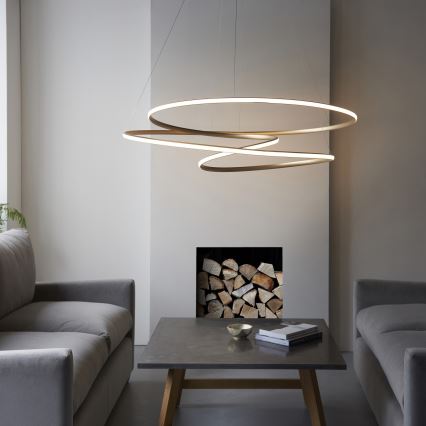 Endon 97645 - TWIRL LED Dimmable Cable-Hung Pendant LED/131W/230V 3000K Gold