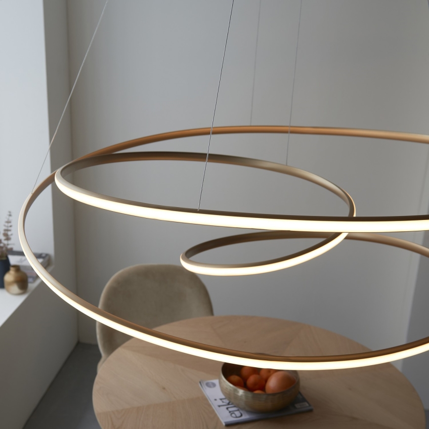 Endon 97645 - TWIRL LED Dimmable Cable-Hung Pendant LED/131W/230V 3000K Gold
