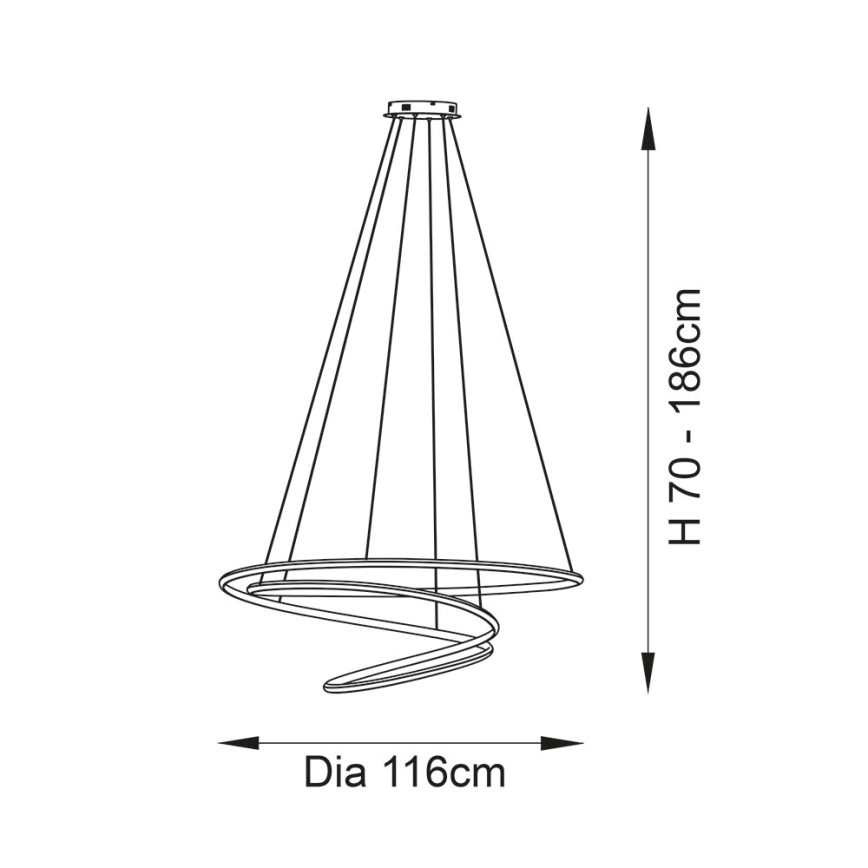 Endon 97645 - TWIRL LED Dimmable Cable-Hung Pendant LED/131W/230V 3000K Gold