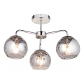 Endon 97971 - DIMPLE 3-Light Flush-Mount Chandelier 3xE14/7W/230V, Polished Chrome/Smoked Grey