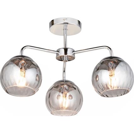 Endon 97971 - DIMPLE Flush-Mount Chandelier 3xE14/25W/230V Polished Chrome/Smoked Grey
