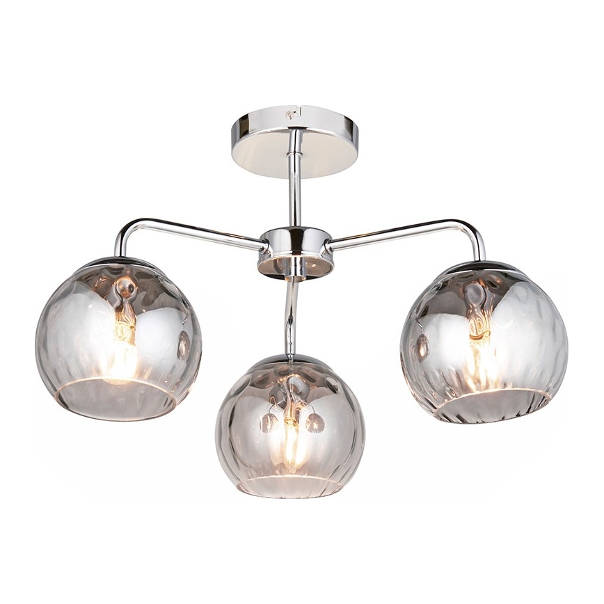Endon 97971 - DIMPLE Flush-Mount Chandelier 3xE14/25W/230V Polished Chrome/Smoked Grey