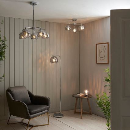 Endon 97971 - DIMPLE Flush-Mount Chandelier 3xE14/25W/230V Polished Chrome/Smoked Grey