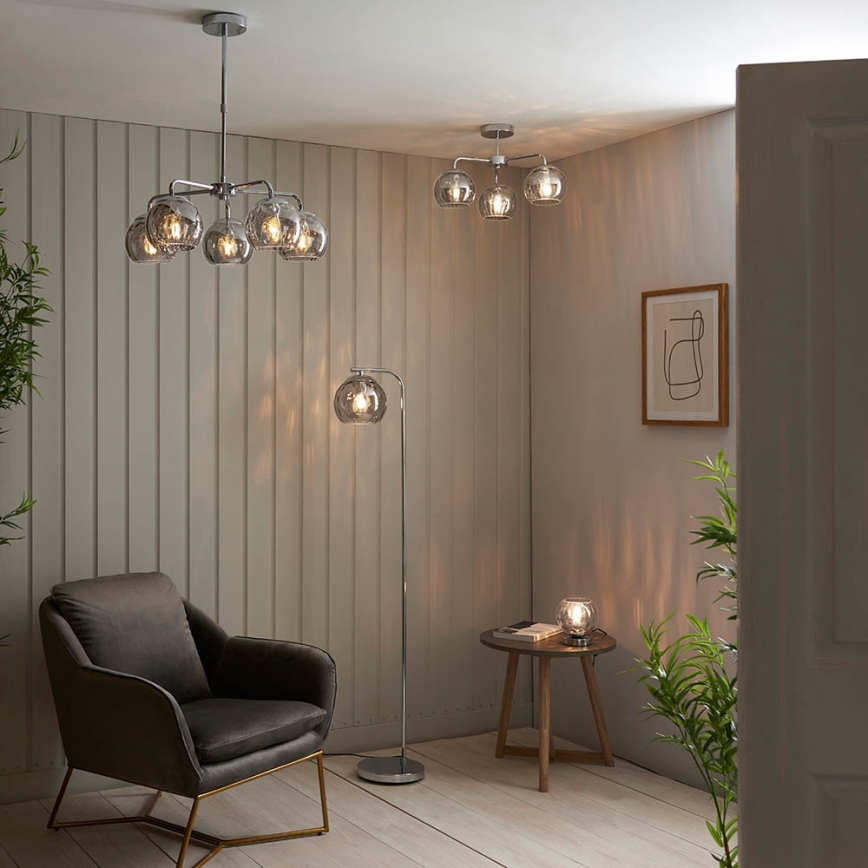 Endon 97971 - DIMPLE Flush-Mount Chandelier 3xE14/25W/230V Polished Chrome/Smoked Grey