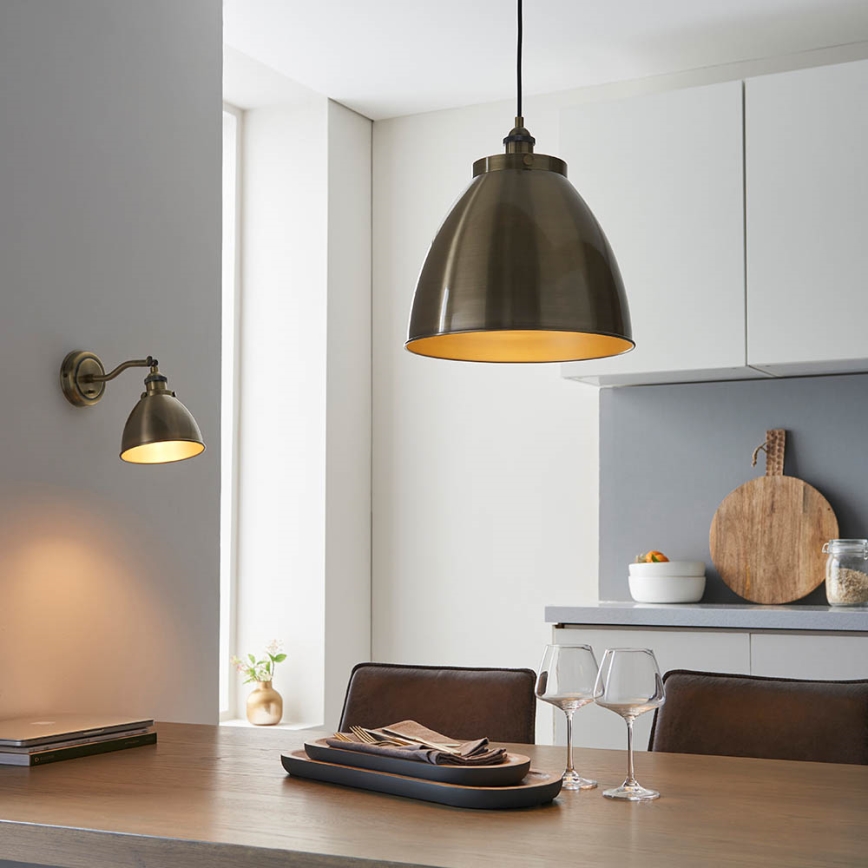 Endon 98744 - FRANKLIN Cable Pendant Light 1xE27/10W/230V Brass