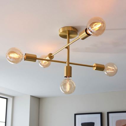 Endon 98786 - Rod-Mounted Chandelier SOHAN 5xE27/10W/230V brass