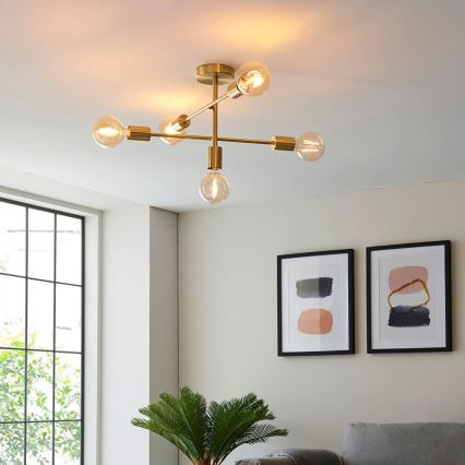 Endon 98786 - Rod-Mounted Chandelier SOHAN 5xE27/10W/230V brass