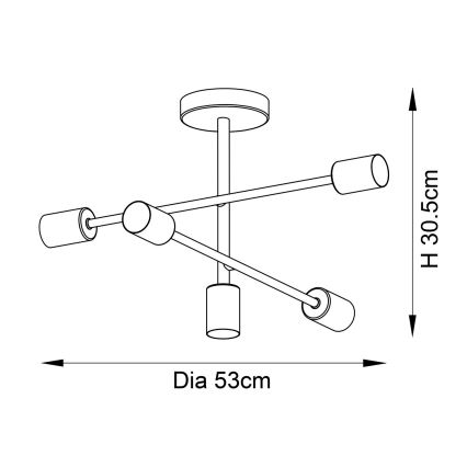 Endon 98786 - Rod-Mounted Chandelier SOHAN 5xE27/10W/230V brass