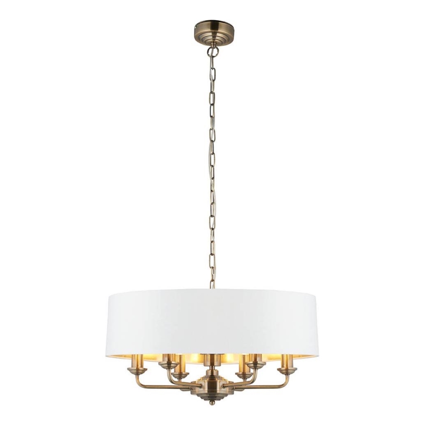 Endon 98933 - Chandelier on a chain HIGHCLERE 6xE14/40W/230V white/brass