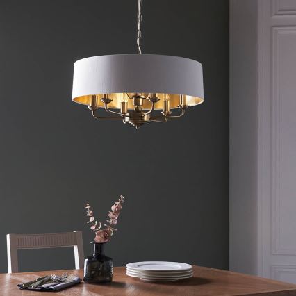 Endon 98933 - Chandelier on a chain HIGHCLERE 6xE14/40W/230V white/brass