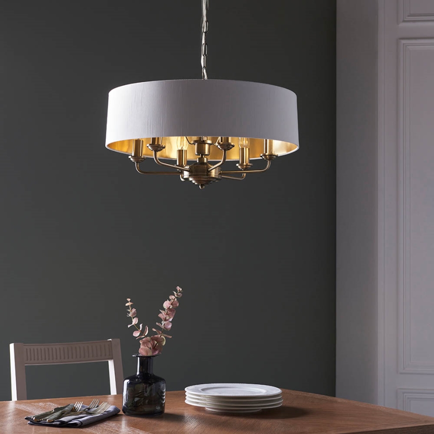 Endon 98933 - Chandelier on a chain HIGHCLERE 6xE14/40W/230V white/brass