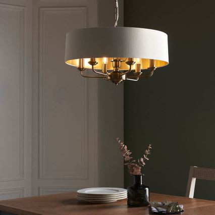Endon 98933 - Chandelier on a chain HIGHCLERE 6xE14/40W/230V white/brass
