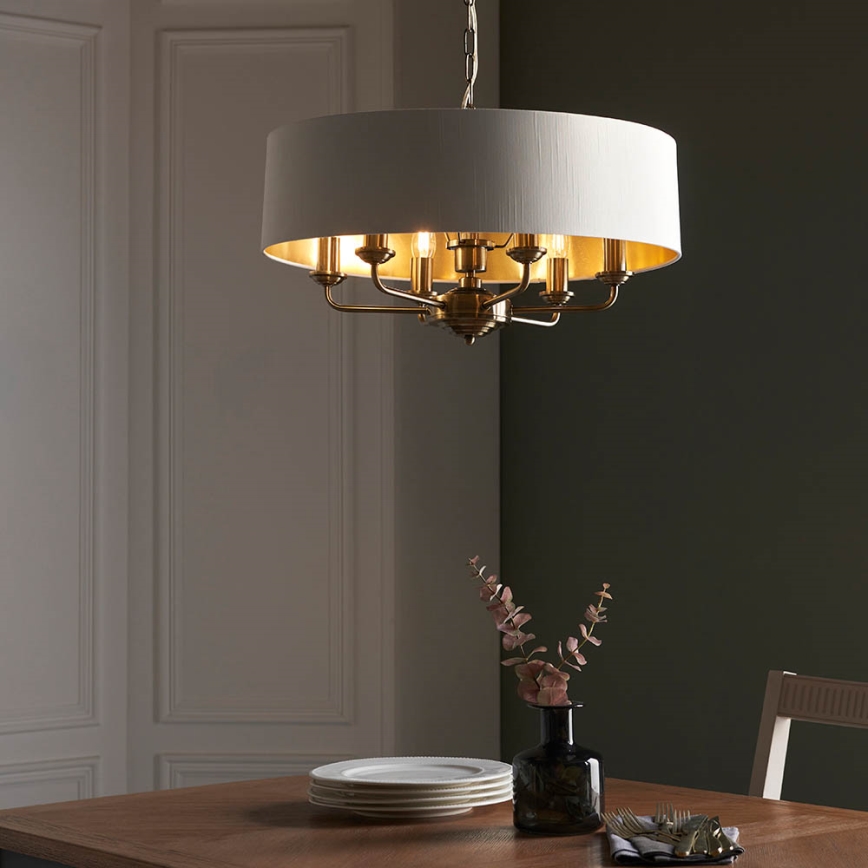 Endon 98933 - Chandelier on a chain HIGHCLERE 6xE14/40W/230V white/brass