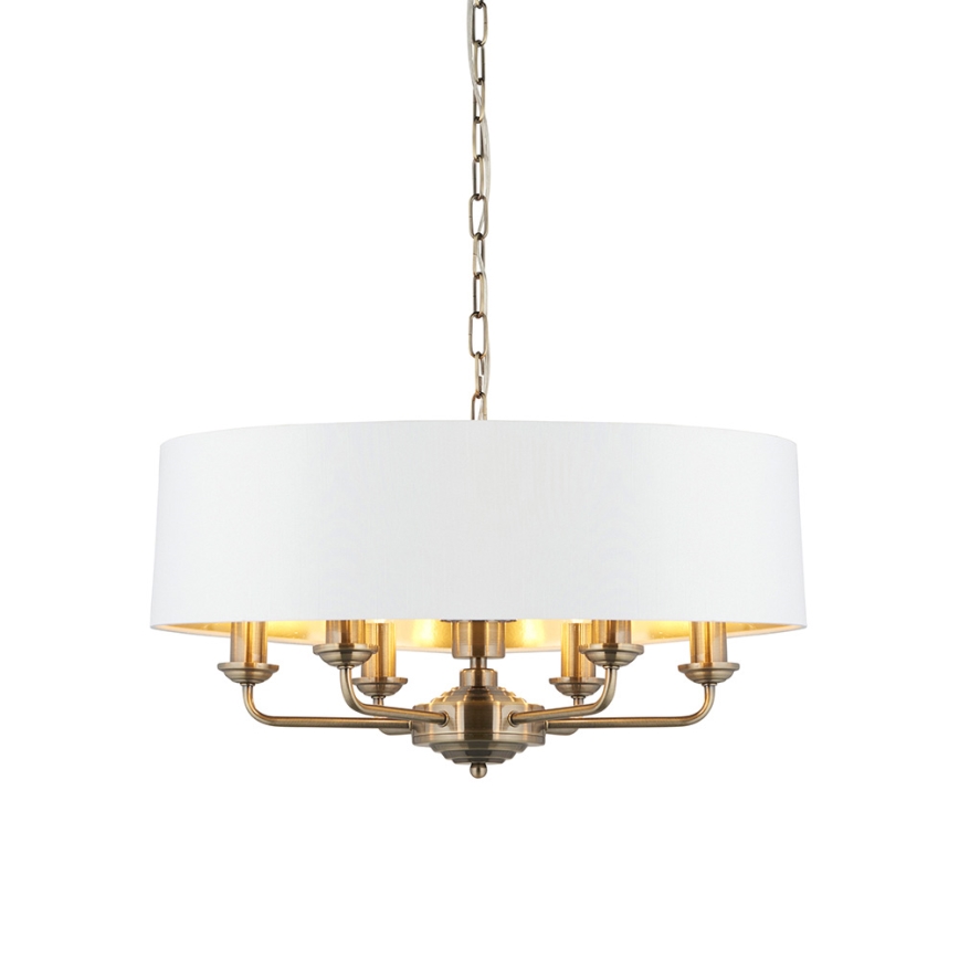 Endon 98933 - Chandelier on a chain HIGHCLERE 6xE14/40W/230V white/brass