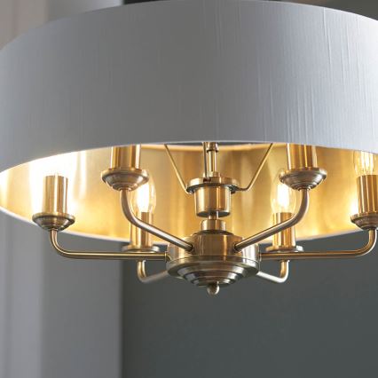 Endon 98933 - Chandelier on a chain HIGHCLERE 6xE14/40W/230V white/brass