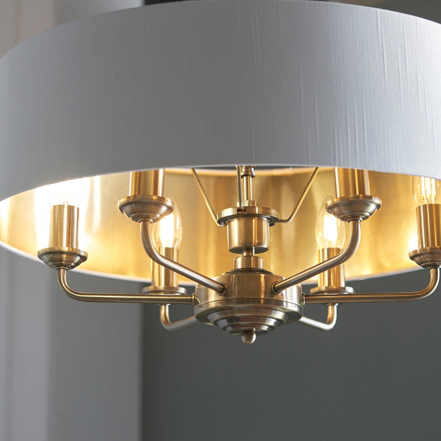 Endon 98933 - Chandelier on a chain HIGHCLERE 6xE14/40W/230V white/brass