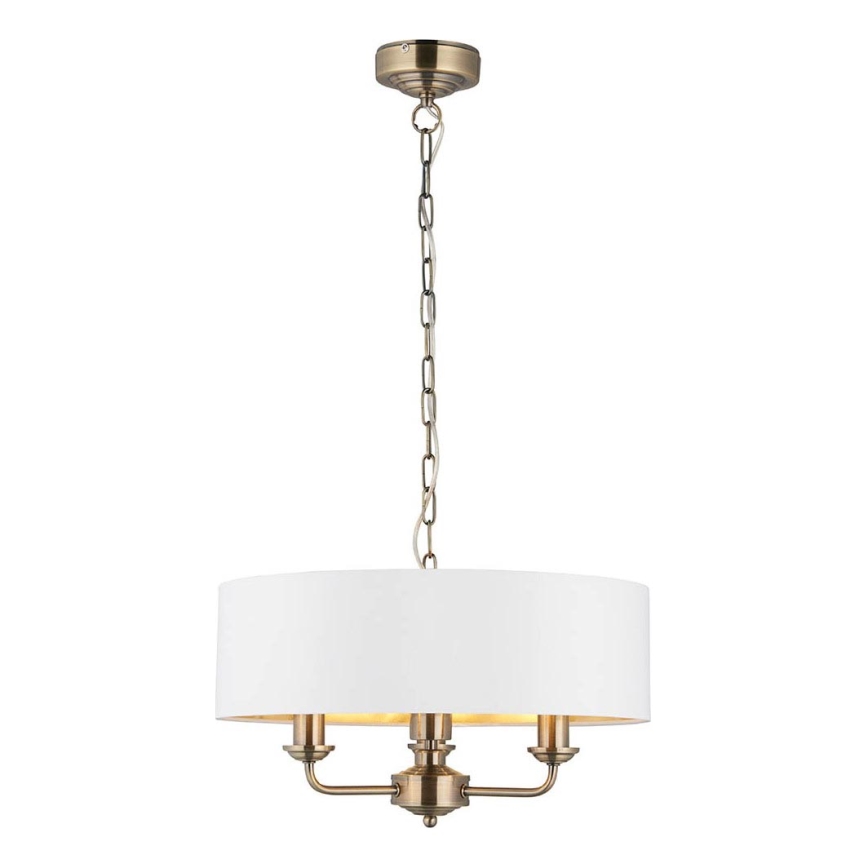 Endon 98934 - Chandelier on a chain HIGHCLERE 3xE14/40W/230V white/brass