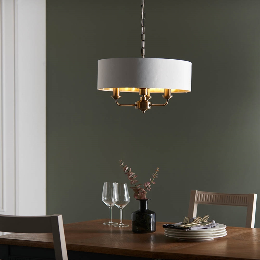 Endon 98934 - Chandelier on a chain HIGHCLERE 3xE14/40W/230V white/brass