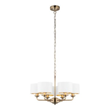 Endon 98936 - Chandelier on a chain HIGHCLERE 6xE14/28W/230V white/brass