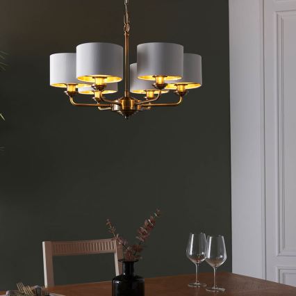 Endon 98936 - Chandelier on a chain HIGHCLERE 6xE14/28W/230V white/brass