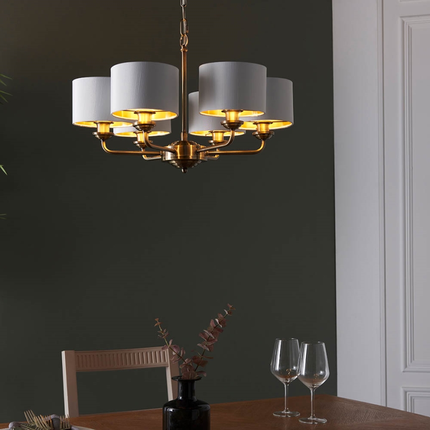 Endon 98936 - Chandelier on a chain HIGHCLERE 6xE14/28W/230V white/brass